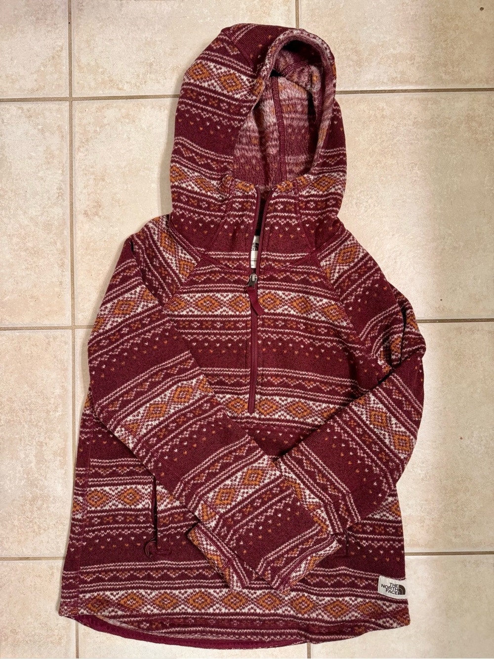The North Face Women’s Printed Crescent Hooded Pullover Maroon Size S